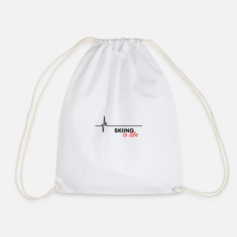 Skiing is life. - Drawstring Bag - white