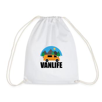 VAN LIFE - Mountain - VAN Orange - Drawstring Bag - white - Front