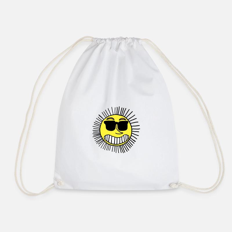 Sun Smiling Vintage Glasses - Drawstring Bag - white