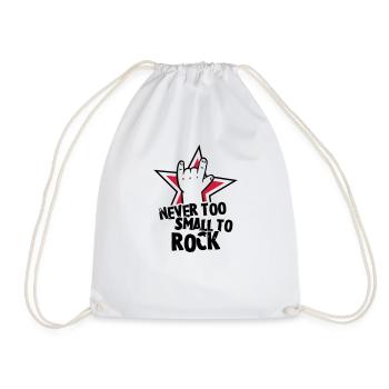 never too small to rock - geburt - baby -kleinkind - Drawstring Bag - white - Front