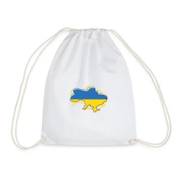 Ukraine-Flaggenkarte Silouette mit Blumenumriss - Turnbeutel - Weiß - Vorne