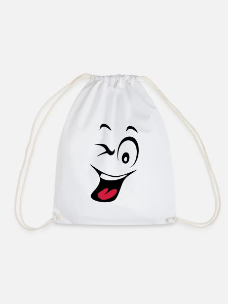 laughing smiley humeur1 - Drawstring Bag - white