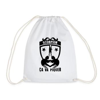 scorpion astrological sign sting logo - Drawstring Bag - white - Front