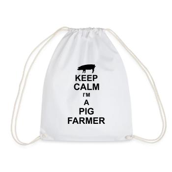 keep calm im a pig farmer kg10 - Drawstring Bag - white - Front