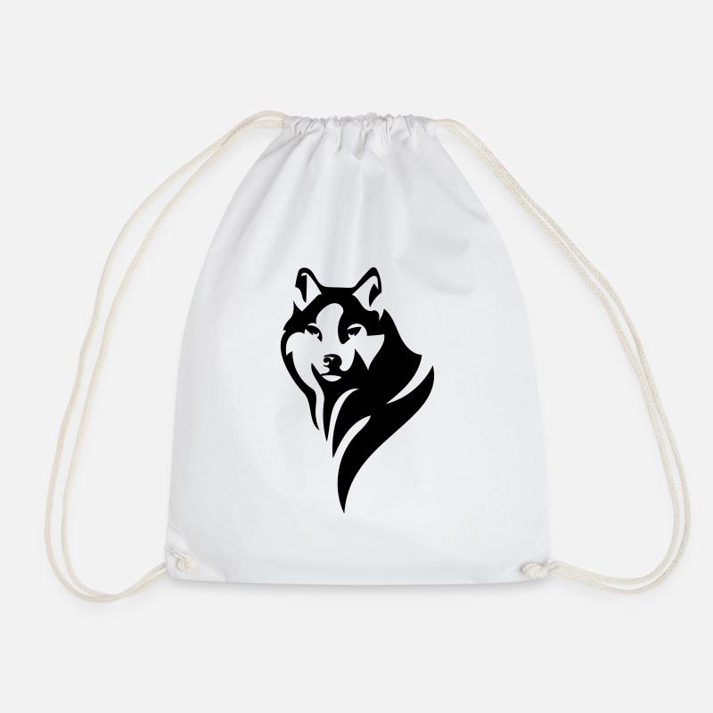 Wolf - Drawstring Bag - white