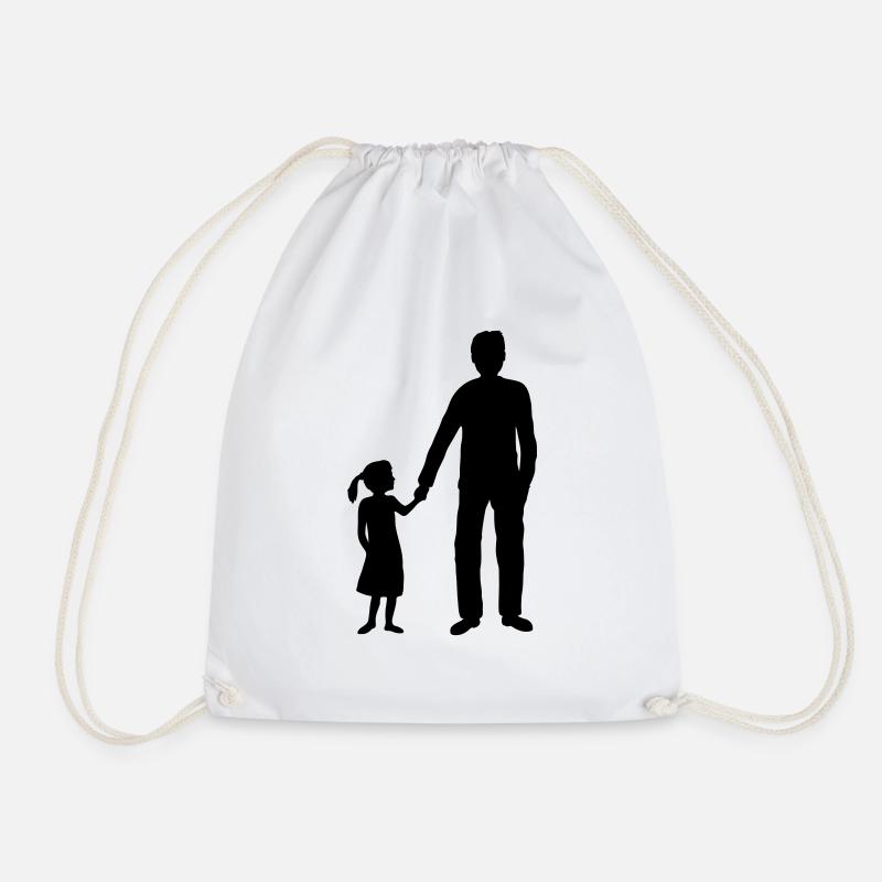 Papa Tochter Team Silhouette - Turnbeutel - Weiß