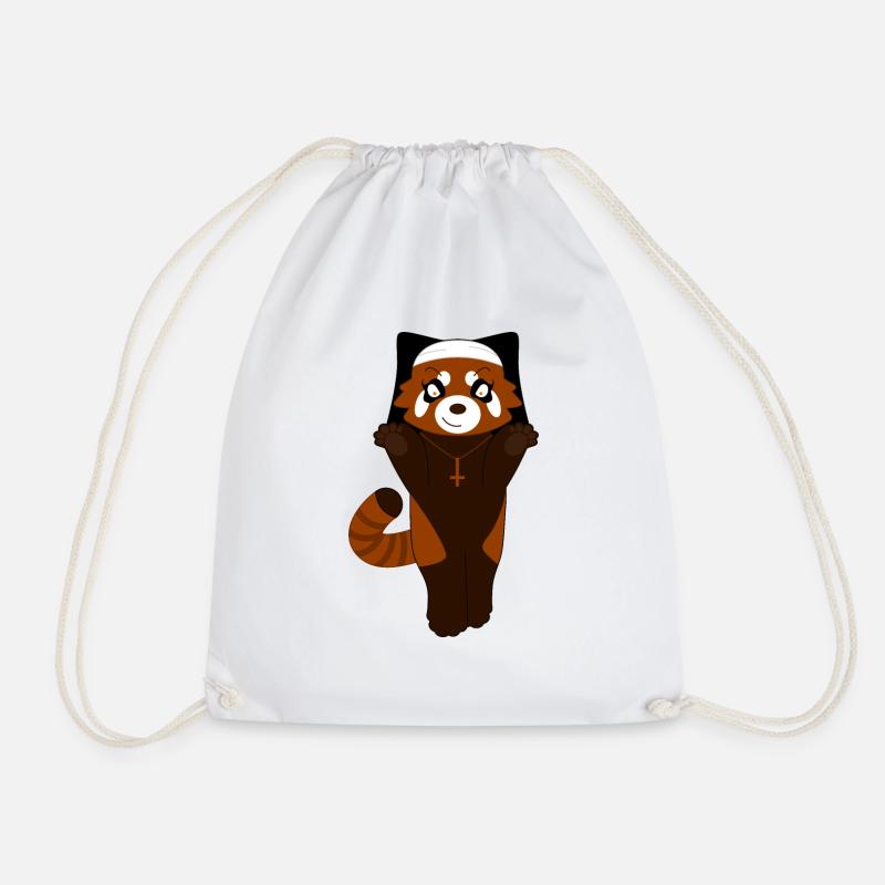 Red panda disguised as a nun for Halloween - Drawstring Bag - white