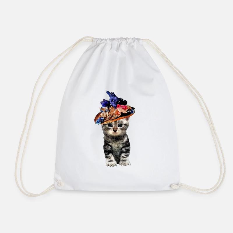 Cat in hats - Drawstring Bag - white