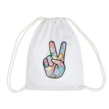 Peace Finger - Drawstring Bag - white - Front