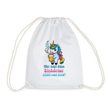 Einhorn - Cooles Einhorn Shirt - Turnbeutel - Weiß - Vorne