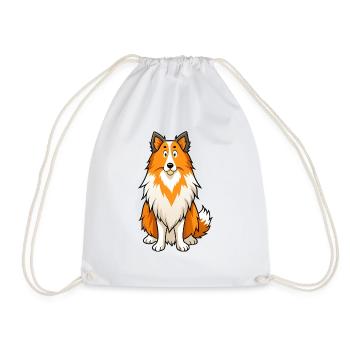 Alert Shetland Sheepdog Digital Art - Drawstring Bag - white - Front