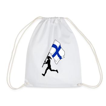 Flag Finland woman running - Drawstring Bag - white - Front