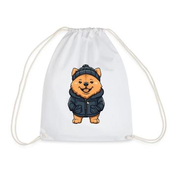 Chow Chow Hund Cartoon - Turnbeutel - Weiß - Vorne