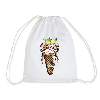 Bauernhoftier Eiscreme - Tiere - Eis - Kinder -Fun - Turnbeutel - Weiß - Vorne