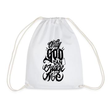 Only God can Judge Me. Vector black - Drawstring Bag - white - Front