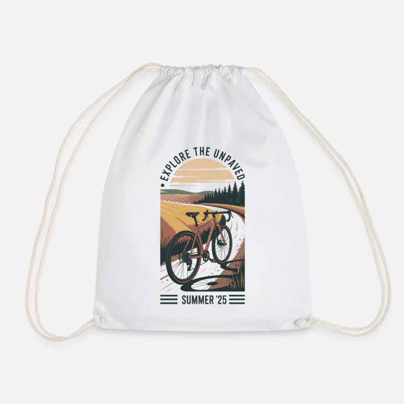 Cycling through the summer fields - Drawstring Bag - white