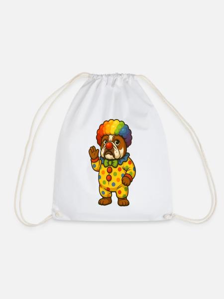 Clown-Bulldogge im farbenfrohen Kostümdesign - Turnbeutel - Weiß