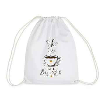 BEE Brewtiful Coffee Mug Design - Drawstring Bag - white - Front