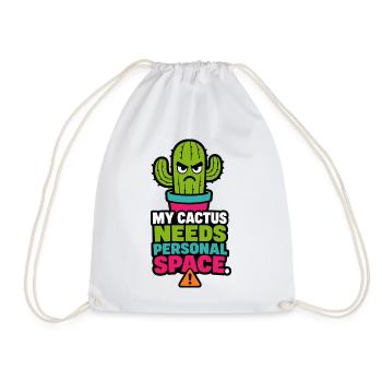 My Cactus Needs Personal Space – Pflanzen Humor - Turnbeutel - Weiß - Vorne