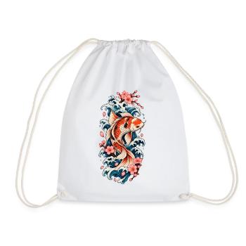 Koi in Wellen und Sakura - Turnbeutel - Weiß - Vorne