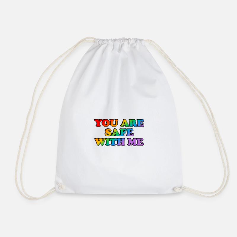 You are safe with me - Drawstring Bag - white