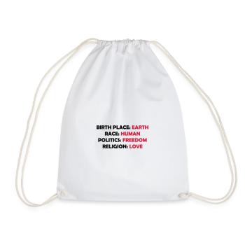 birth race politics religion 2 - Drawstring Bag - white - Front