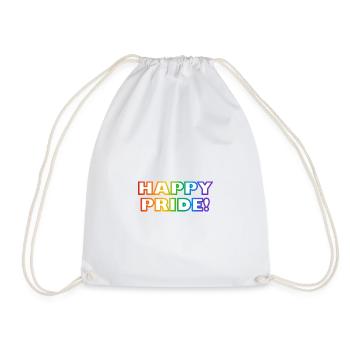 Happy Gay Pride Regenbogen LGBTQ - Turnbeutel - Weiß - Vorne