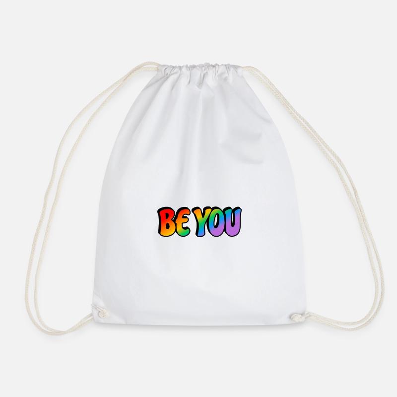 Sei du Regenbogen Text LGBTQ Pride Monat - Turnbeutel - Weiß