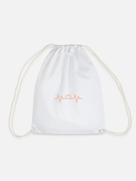 Heartbeat Sun - Drawstring Bag - white