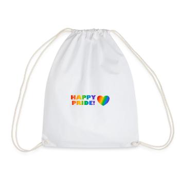 Happy Pride Regenbogen Herz LGBTQ - Turnbeutel - Weiß - Vorne