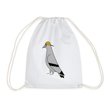 Pigeon with Cap – Urban Minimal Illustration - Drawstring Bag - white - Front