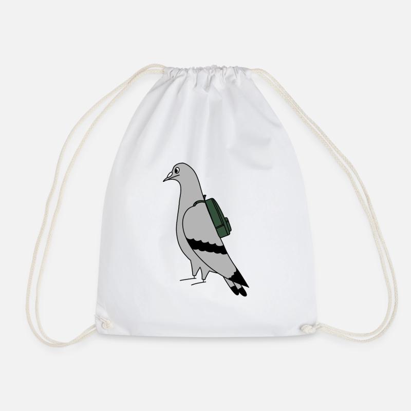 Pigeon with Backpack – Urban Minimal Illustration - Turnbeutel - Weiß
