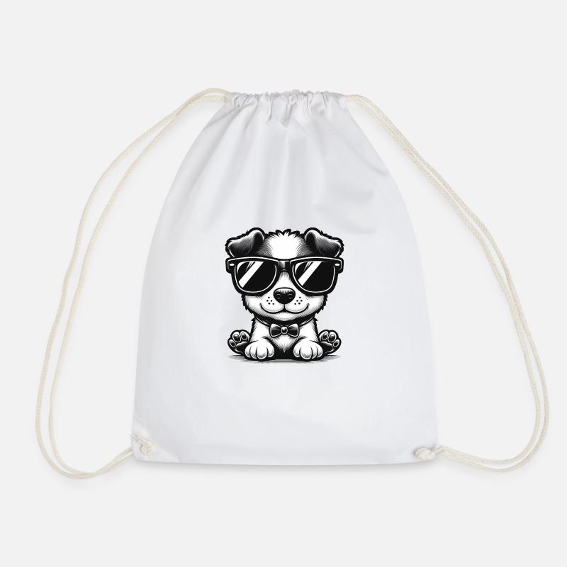 Cute Dachshund Dog - Drawstring Bag - white