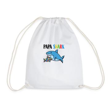 Papa Shark Autism - Drawstring Bag - white - Front