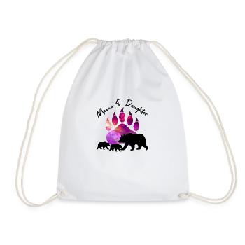 Mama And Daughter Bear - Drawstring Bag - white - Front