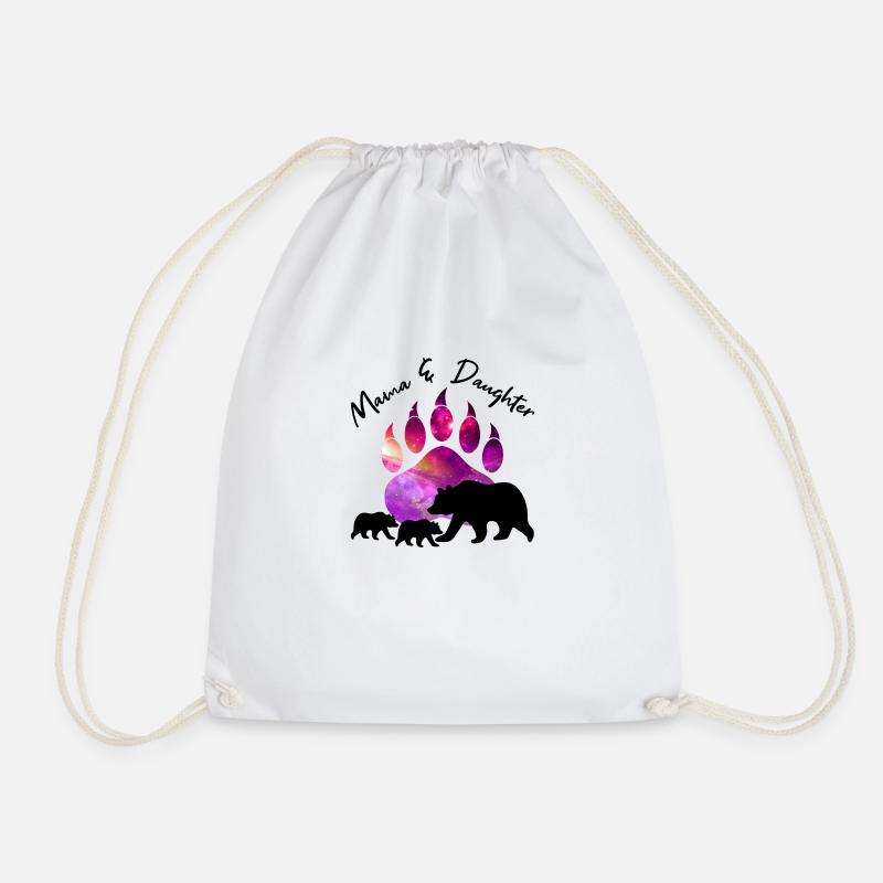 Mama And Daughter Bear - Drawstring Bag - white