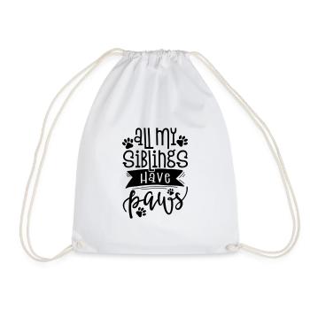SIBLINGS HAVE PAWS CAT FUNNY SAYING MOTIF - Drawstring Bag - white - Front