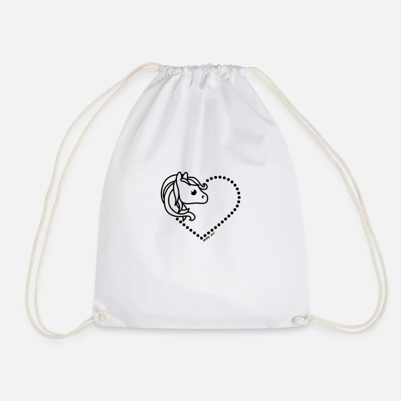 Pony heart - Drawstring Bag - white