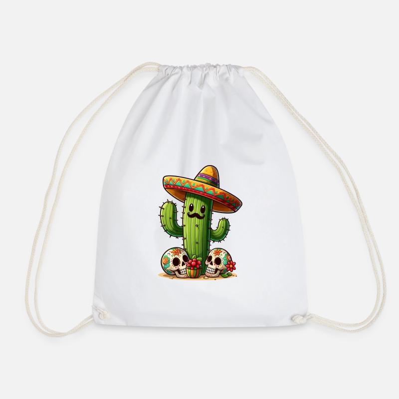 Funny cactus from Mexico - Drawstring Bag - white