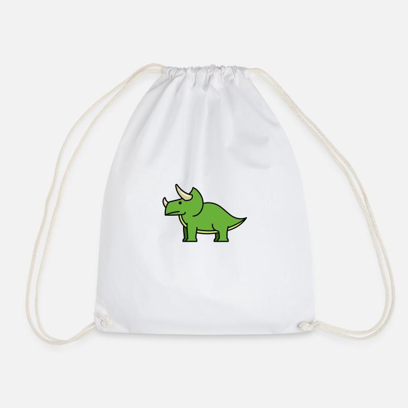 triceratops - Drawstring Bag - white