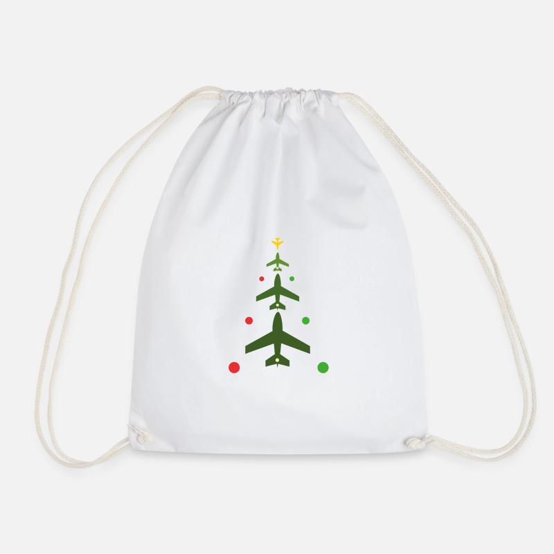 Weihnachtsbaum, Flugzeuge und Positionslichter - Turnbeutel - Weiß