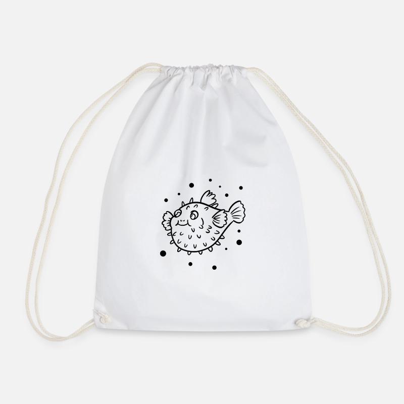 Thick puffer fish - Drawstring Bag - white