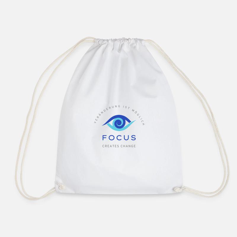 Focus creates change - Drawstring Bag - white