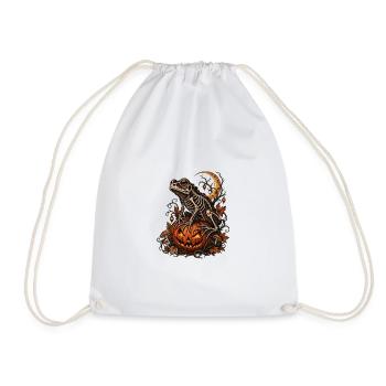 Toad on pumpkin - Drawstring Bag - white - Front