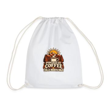 Powered by Coffee & Cold Mornings – Herbstmotiv - Turnbeutel - Weiß - Vorne