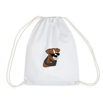 Ukraine dog with sunglasses - Ukrainian Flag - Drawstring Bag - white - Front