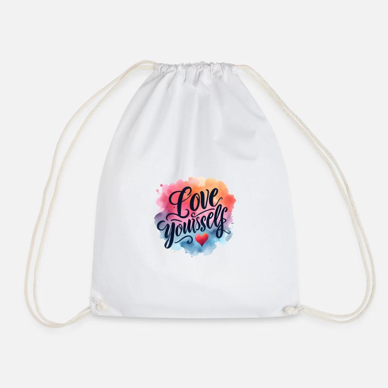 Self-acceptance Love yourself - Drawstring Bag - white