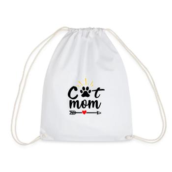 Cat mom - Drawstring Bag - white - Front