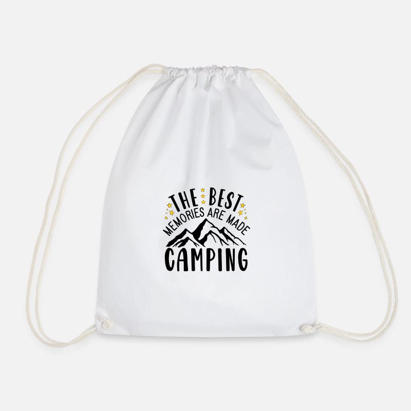 The Best Memories Are Made Camping - Drawstring Bag - white