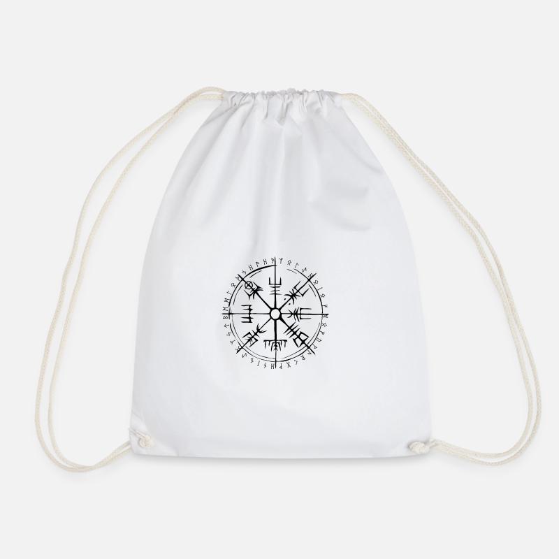 Vegvisir Viking compass with runic circle - Drawstring Bag - white